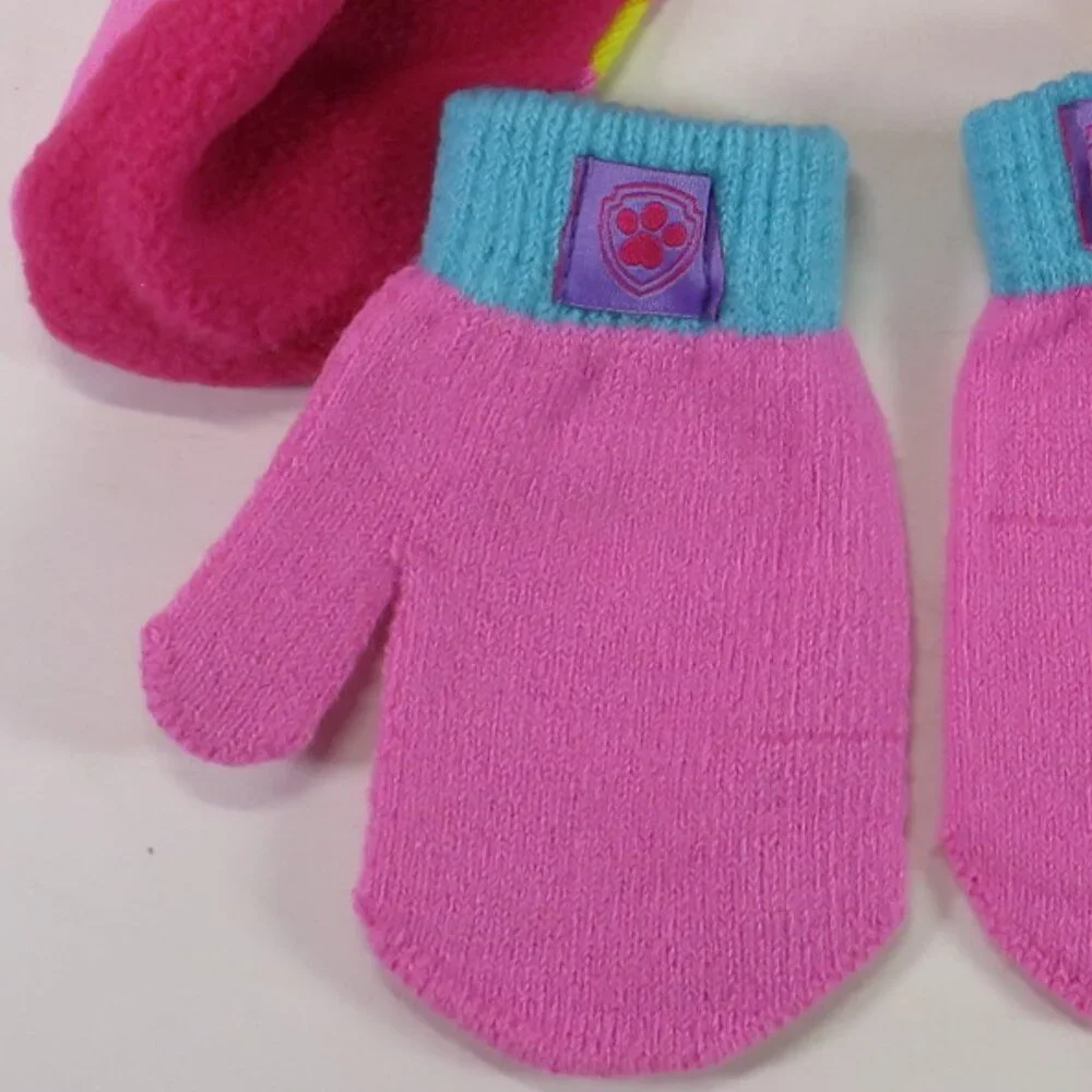 paw patrol hat and mittens fleece (8 in wide hat)